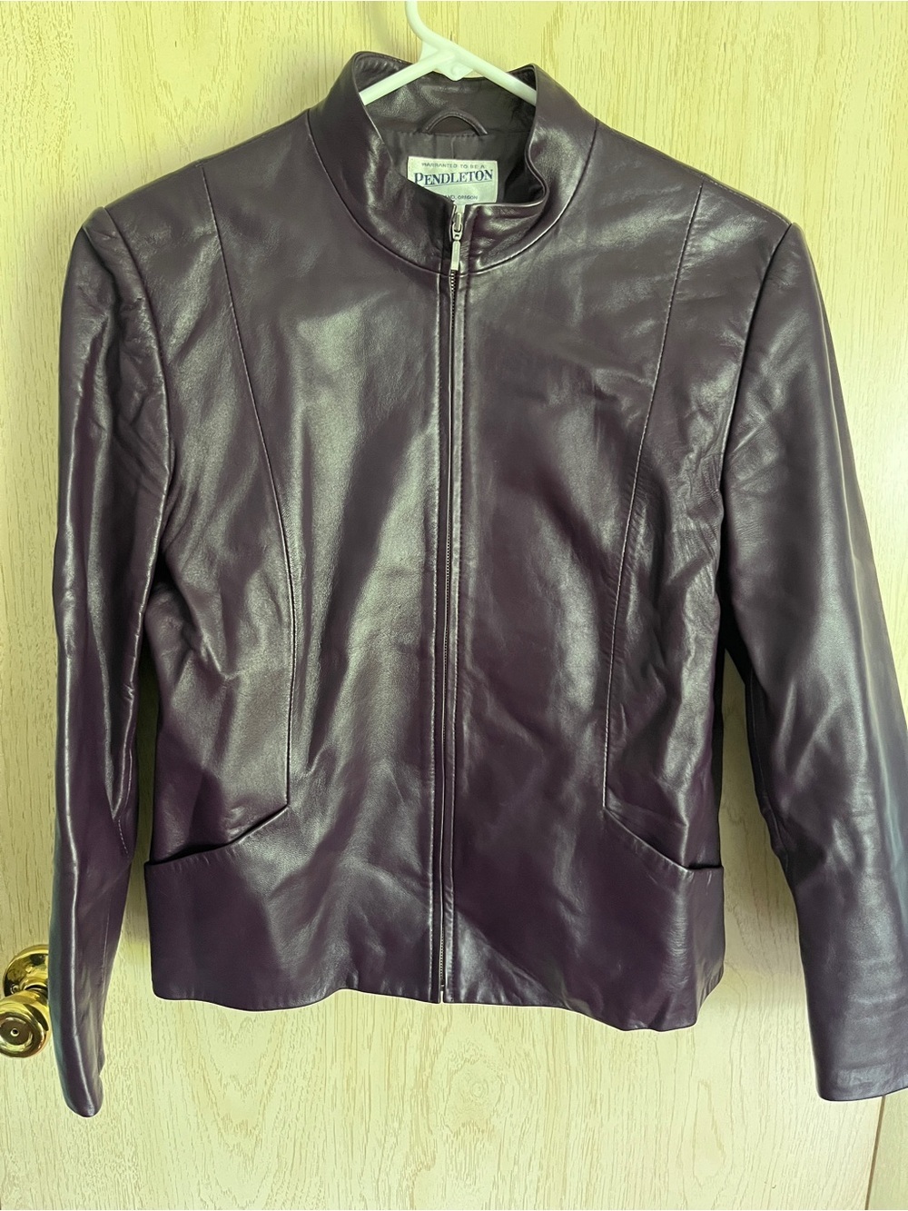 Pendleton 100% Leather Jacket Deep Plum Purple Quiet Luxury Moto Sz Small